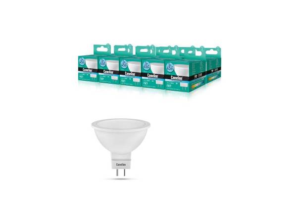 Лампа светодиодная LED5-MR16/845/GU5.3 5Вт 4500К бел. GU5.3 385лм 12В Camelion 12026