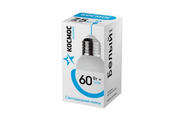 Лампа светодиодная GL45 7.5Вт 220В E27 4500К Космос LkecLED7.5wGL45E2745