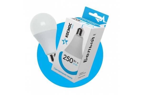 Лампа светодиодная A65 25Вт 4500К E27 220В КОСМОС LkecLED25wA65E2745