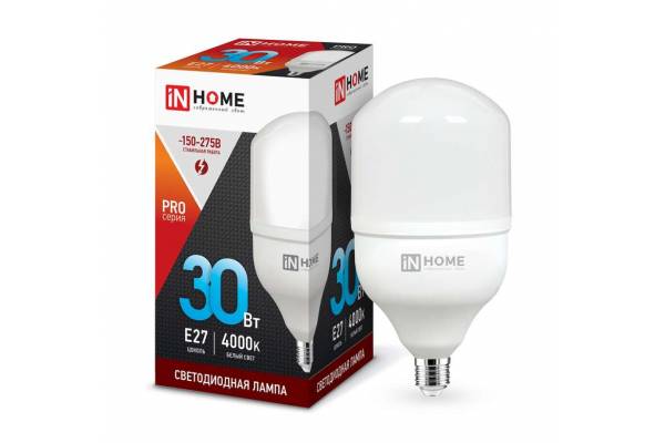 Лампа светодиодная LED-HP-PRO 30Вт 230В 4000К E27 2700лм IN HOME 4690612031071