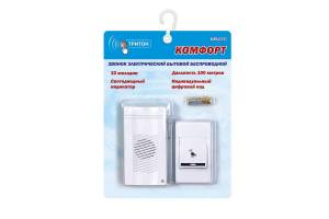 Звонок беспроводной Комфорт 32 мел. 100м блок звонка вставляется в электрич. розетку 220В Тритон КМ-01С