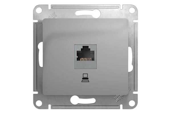 Механизм розетки комп. 1-м СП Glossa RJ45 CAT.5E алюм. SchE GSL000381K