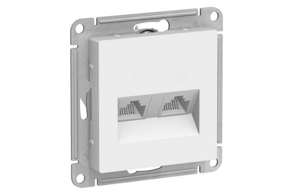 Механизм розетки компьютерной 2-м AtlasDesign RJ45 + RJ45 кат.5e бел. SchE ATN000185