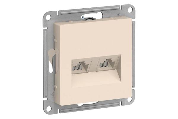 Механизм розетки компьютерной 2-м AtlasDesign RJ45 + RJ45 кат.5e беж. SchE ATN000285