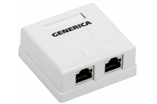 Розетка информационная RJ45 кат.5е FTP 2 порта настенная GENERICA ITK CS2-1C5EF-22-G