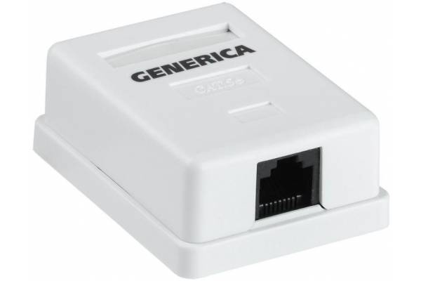 Розетка информационная RJ45 кат.5е UTP 1 порт настенная GENERICA ITK CS2-1C5EU-12-G
