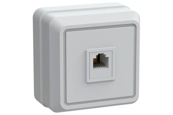 Розетка телефонная 1-м ОП Октава РТ20-ОБ IP20 бел. IEK ETO10-K01-DC