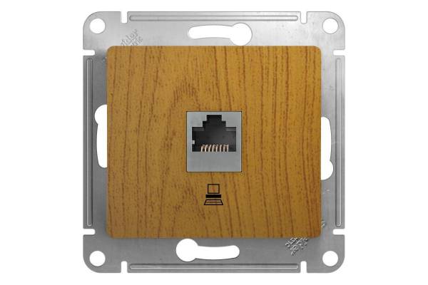 Механизм розетки комп. 1-м СП Glossa RJ45 дер. дуб SchE GSL000581K