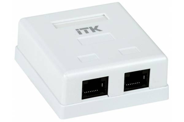 Розетка информационная RJ45 кат.5е UTP 2-порта настенная ITK CS2-1C5EU-22