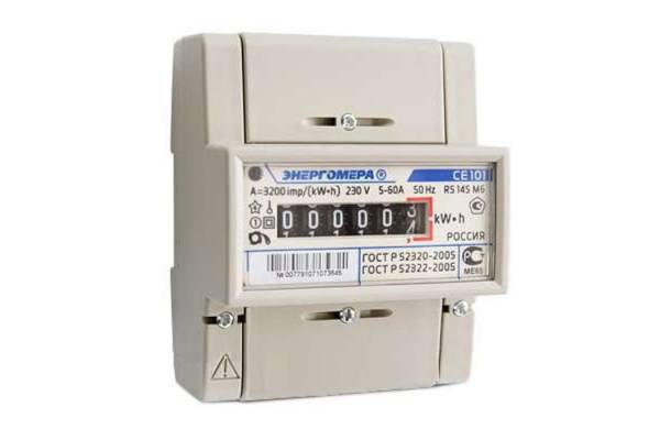 Счетчик CE 101 R5 145 М6 1ф 5-60А 1 класс точн. мех. экран DIN-рейка Энергомера 101001003007791
