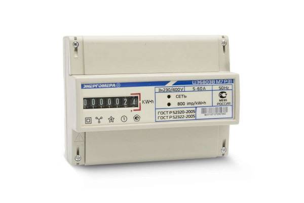 Счетчик ЦЭ-6803В 1 3ф 10-100А 230В 1 класс точн. 1 тариф. 4пр М7Р31 DIN-рейка Энергомера 101003001011075