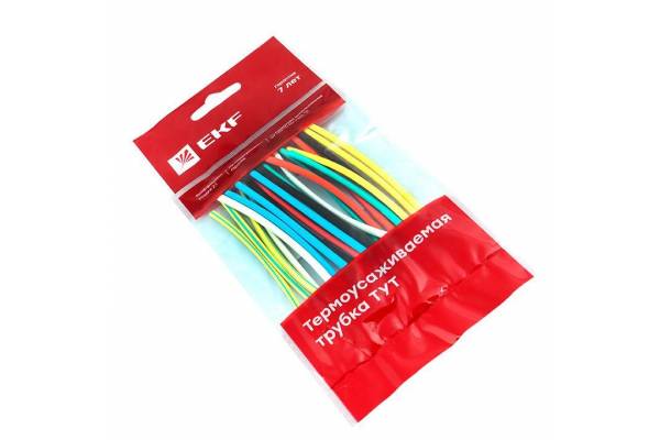 Набор трубок термоусадочных ТУТ нг тонкостен. 4/2 (7 цветов по 3шт 100мм) EKF tut-n-4