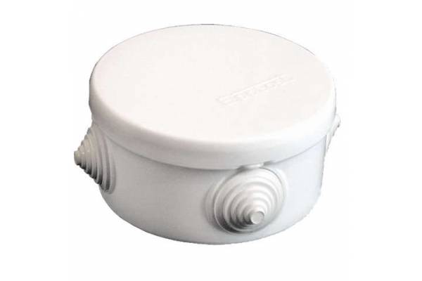 Коробка распределительная ОП d90х45мм У140 IP54 4 выхода 4 гермоввода крышка защелкивающаяся бел. Epplast 140141