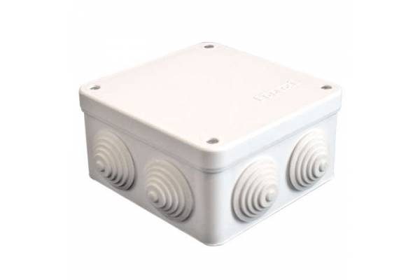 Коробка распределительная ОП 105х105х56мм IP54 7 выходов 4 гермоввода крышка на винтах бел. Epplast 110041