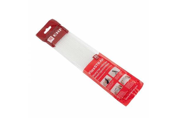 Хомут гибкий многоразовый бел. FlexSTRAP (уп.20шт) PROxima EKF plc-fs-wr