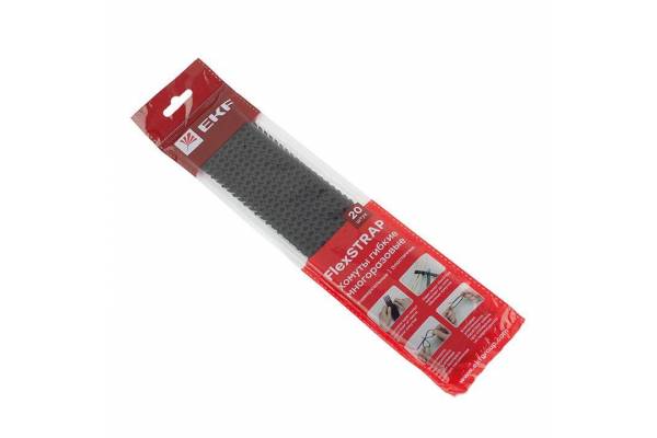 Хомут гибкий многоразовый черн. FlexSTRAP (уп.20шт) PROxima EKF plc-fs-br