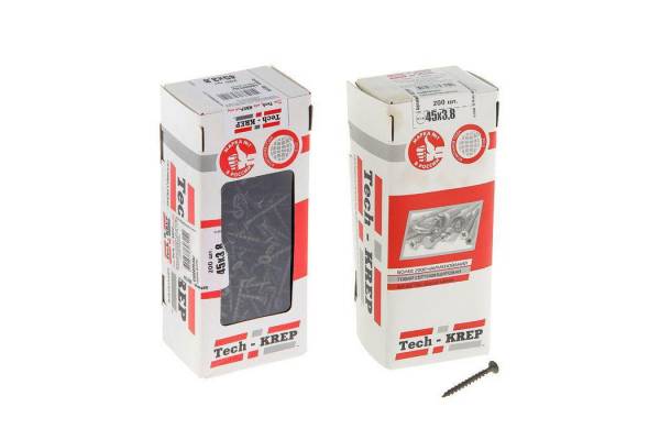Саморез 3.8х45 гипсокартон-дерево (уп.200шт) коробка Tech-Krep 102124