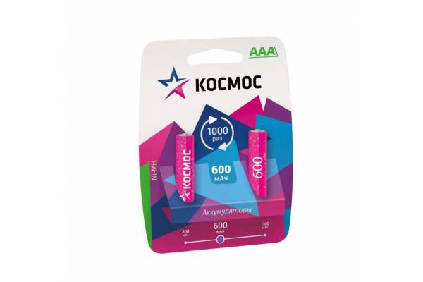 Аккумулятор R03 Ni-MH 600мА.ч (блист.2шт) Космос KOCR03NIMH(600MAH)