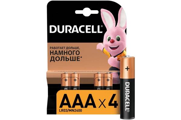 Элемент питания алкалиновый LR MN 2400/LR03 Basic BP-4 (блист.4шт) Duracell Б0014046/Б0026813