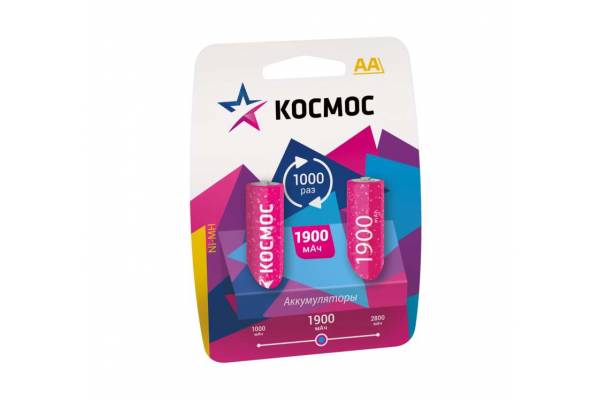 Аккумулятор R6 NI-MN 1900мА.ч BP-2 (блист.2шт) Космос KOCR6NIMH(1900MAH)