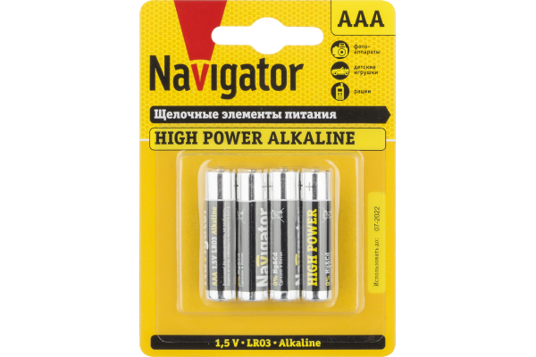 Элемент питания алкалиновый 94 751 NBT-NE-LR03-BP4 (блист.4шт) Navigator 94751