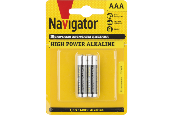 Элемент питания алкалиновый 94 750 NBT-NE-LR03-BP2 (блист.2шт) Navigator 94750