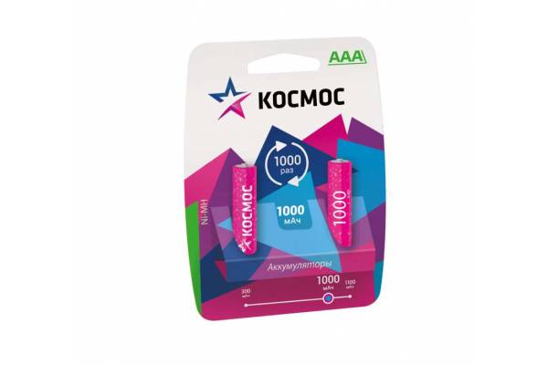 Аккумулятор R03 NI-MN 1000мА.ч BP-2 (блист.2шт) Космос KOCR03NIMH(1000MAH)