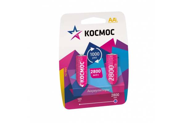 Аккумулятор R6 NI-MN 2800мА.ч BP-2 (блист.2шт) Космос KOCR6NIMH2800MAH2BL