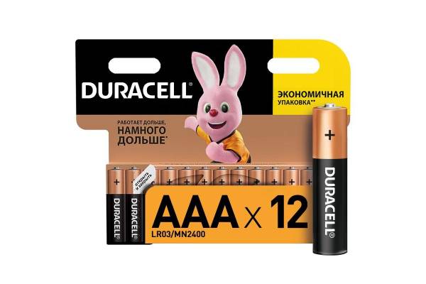 Элемент питания алкалиновый LR MX 2400/LR03 BASIC BP-12 (блист.12шт) Duracell Б0014520