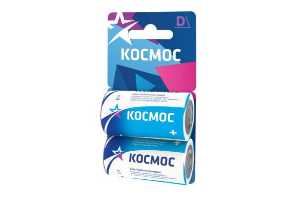 Элемент питания солевой R20 (блист.2шт) Космос KOCR202BL