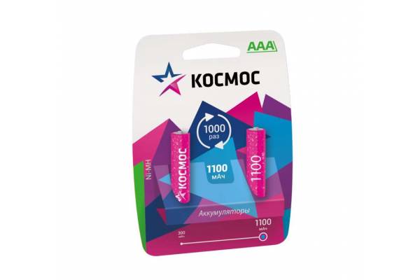 Аккумулятор R03 NI-MH 1100мА.ч (блист.2шт) Космос KOCR03NIMH(1100MAH)