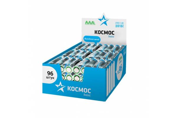 Элемент питания алкалиновый LR03 (уп.96шт) Космос KOCLR03_96BOX