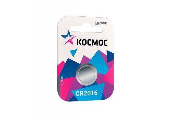 Элемент питания литиевый CR 2016 1хBL (блист.1шт) Космос KOC20161BL