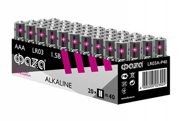 Элемент питания щелочной LR03 Alkaline Pack-40 (уп.40шт) ФАZА 5023024